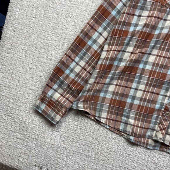 Marmot Womens XL Rust Orange Plaid Button Up Shirt Long Sleeve Fitted Outdoors - Picture 2 of 11